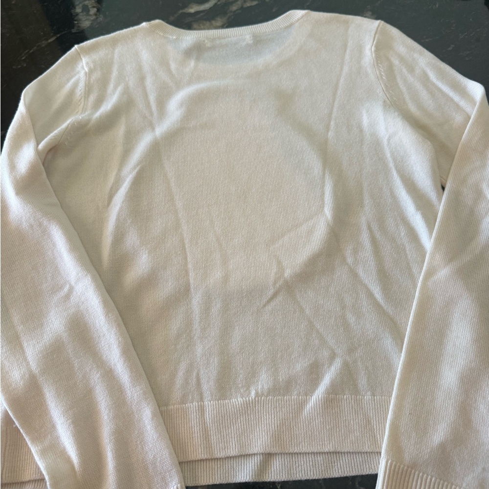 Alice + Olivia Cream Stace Face Sequin embellished stretch wool sweater - Picture 8 of 12